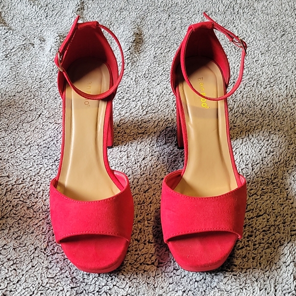 Red Chunky Heels - Picture 2 of 5